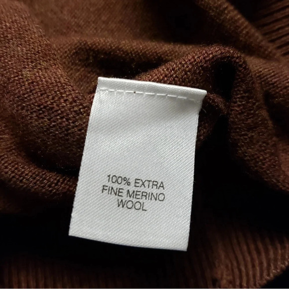 Turnbury V-Neck Extra Fine Merino Wool Brown Long Sleeve Sweater Men’s XL - Picture 5 of 5